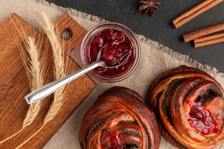 Garlic Herb Sourdough Stuffed Brie with Cranberry Sauce
