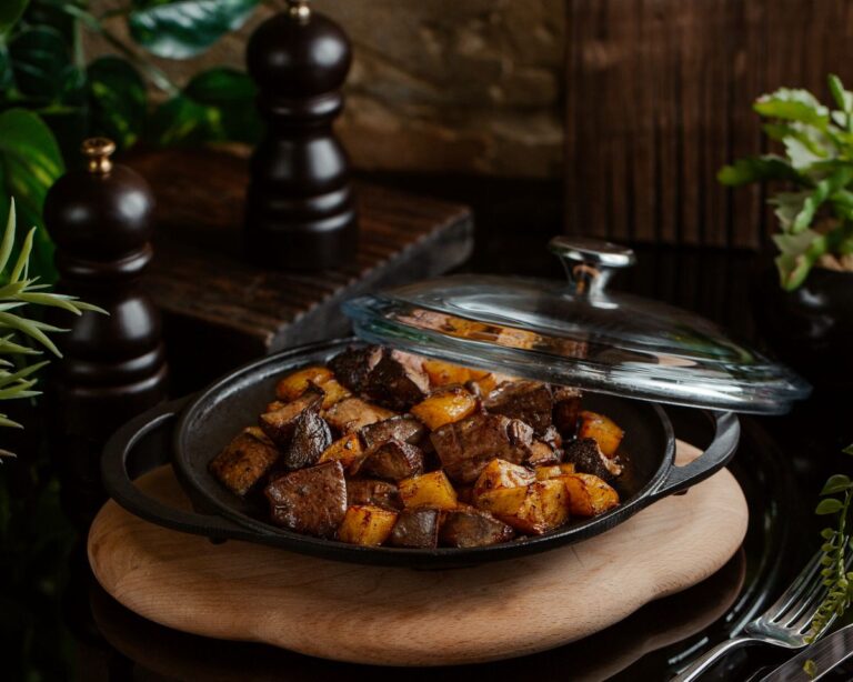 Glazed Beef with Crispy Roasted Potatoes