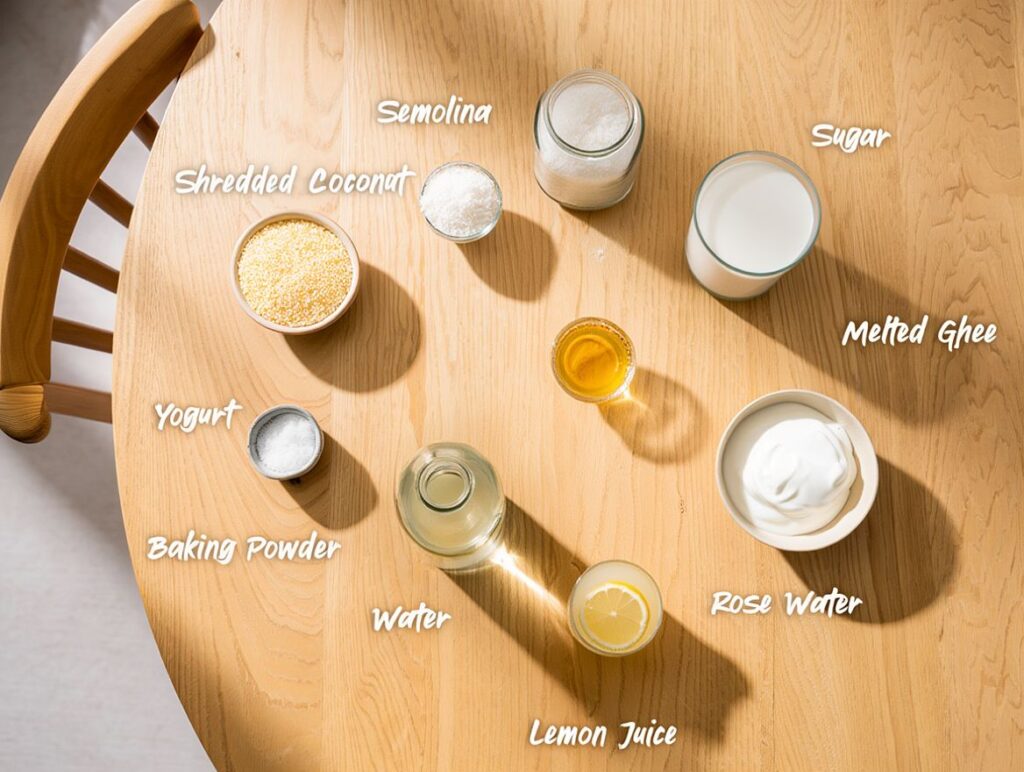 Labeled Basbousa Ingredients